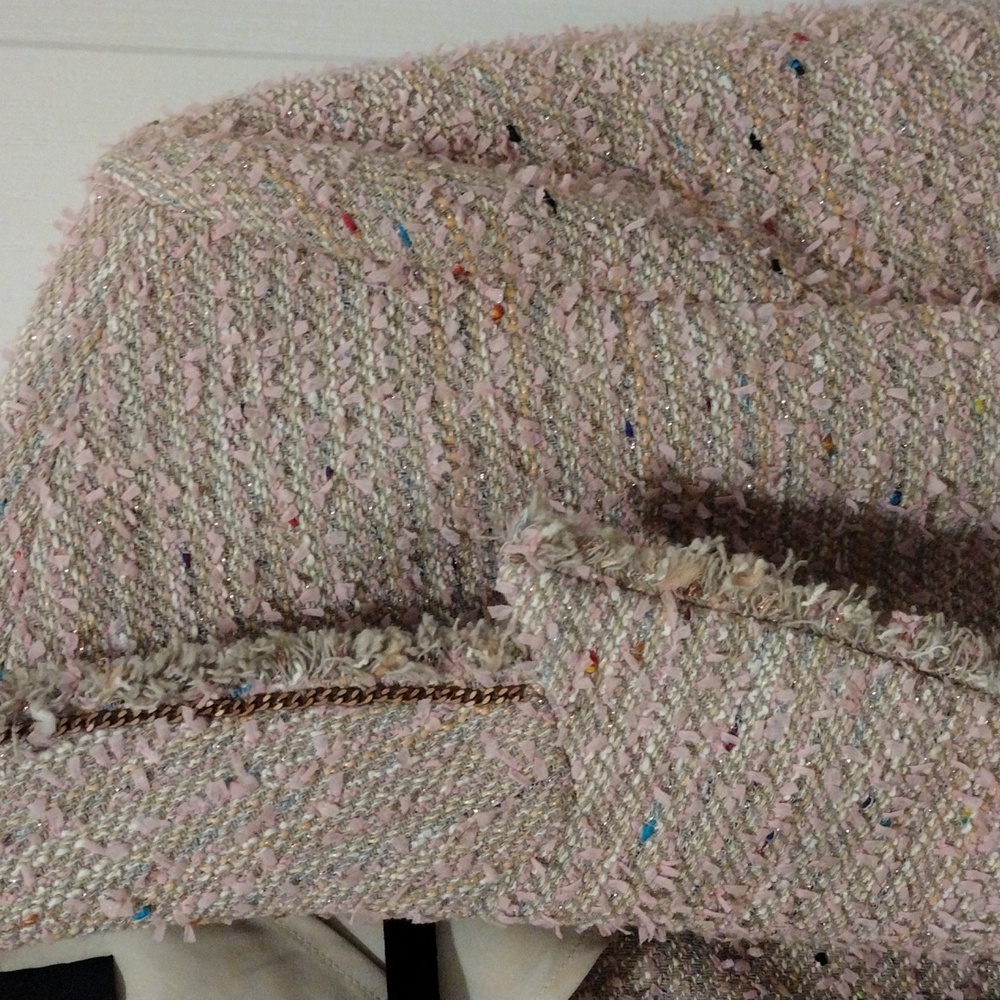 KOBI HALPERIN Fiorellie Fray Tweed Jacket With Chain Trim. Size M - Picture 13 of 16